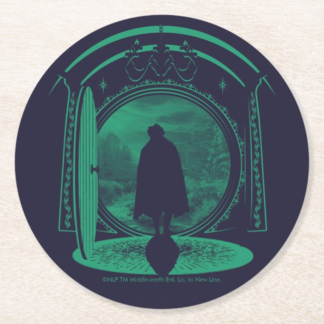 FRODO™ Lämnar THE SHIRE™ Siluett Underlägg Papper Rund (Framsidan)