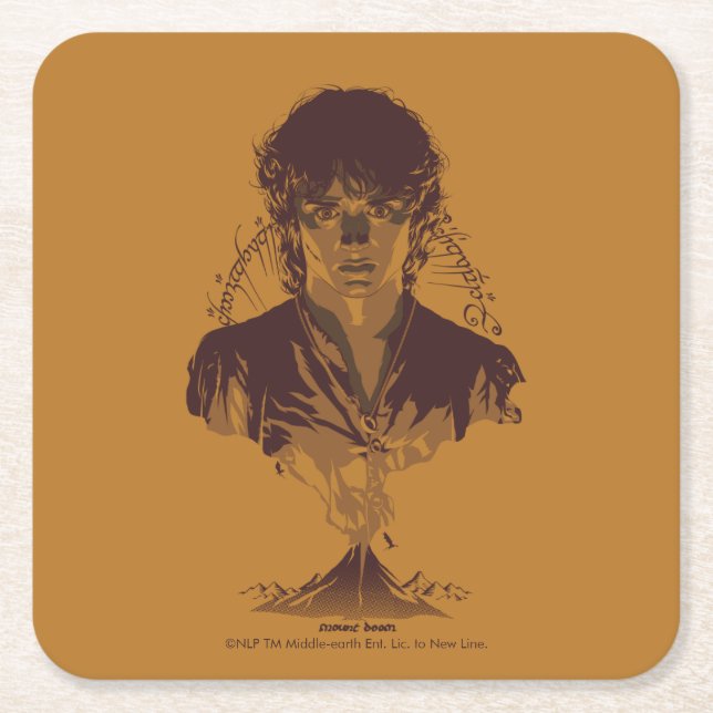 FRODO™ MOUNT DOOM™ Tengwar-inskription Grafik Underlägg Papper Kvadrat (Framsidan)