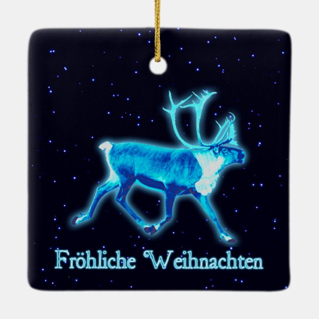 Froehliche Weihnachten - Blue Västindiou (renare) Julgransprydnad Keramik (Baksida)