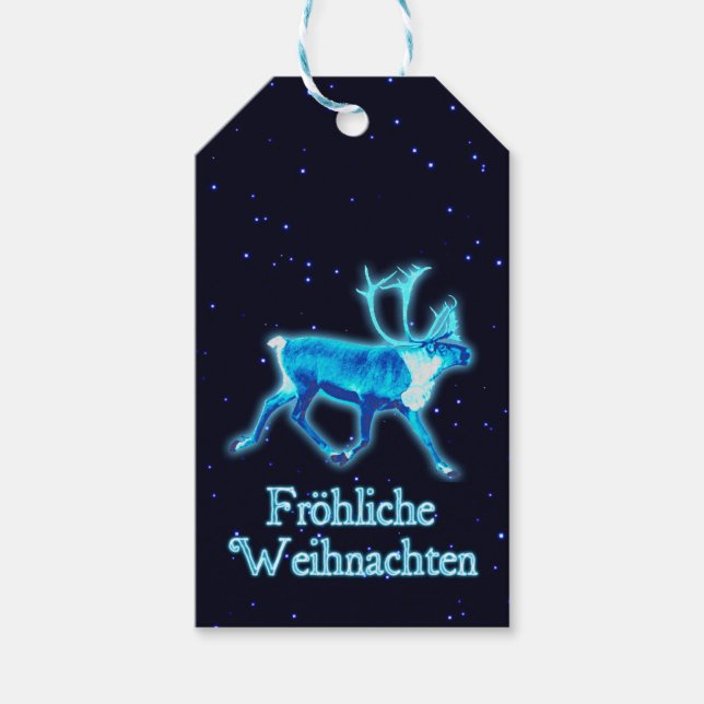 Froehliche Weihnachten - Blue Västindiou (renare) Presentetikett (Framsidan)