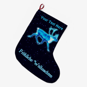Froehliche Weihnachten - Blue Västindiou (renare) Stor Julstrumpa