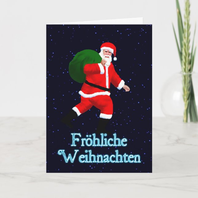 Froehliche Weihnachten - jultomten Helgkort (Framsida)