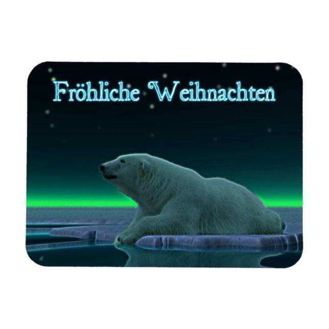 Froehliche Weihnachten - Polar Bear i isse Kant Magnet (Horisontell)