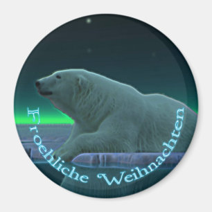 Froehliche Weihnachten - Polar Bear i isse Kant Magnet