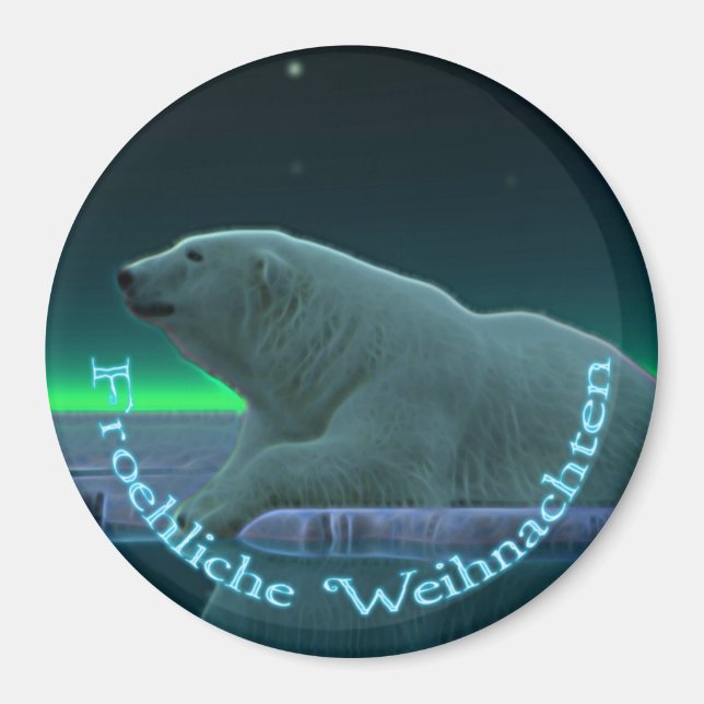 Froehliche Weihnachten - Polar Bear i isse Kant Magnet (Framsidan)
