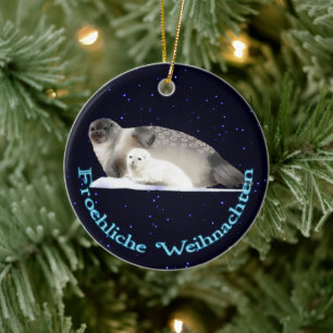 Froehliche Weihnachten - Ringförsegling Julgransprydnad Keramik