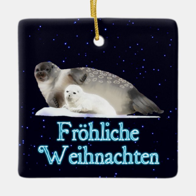 Froehliche Weihnachten - Ringförsegling Julgransprydnad Keramik (Framsida)