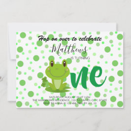 Frog 1:a födelsedag party dots-inbjudan inbjudningar