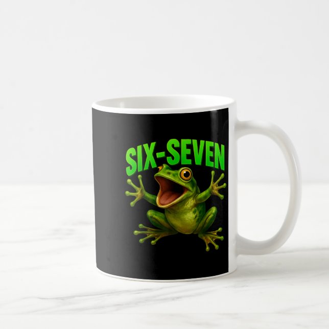 Frog 67 Meme Six Seven Funny Gen Alpha  Kaffemugg (Höger)