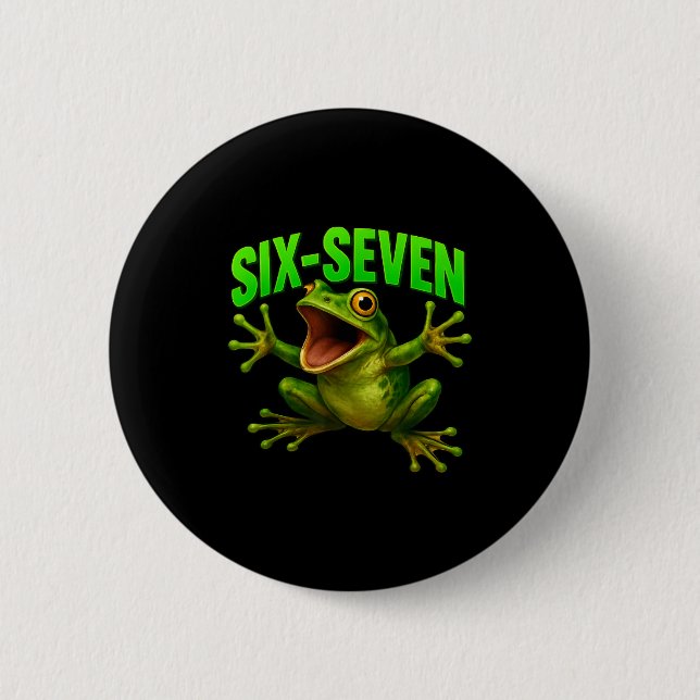 Frog 67 Meme Six Seven Funny Gen Alpha  Knapp (Framsida)