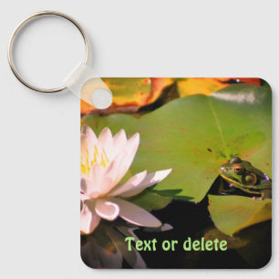 Frog Admiring Lotus Vatten Lily Personlig Nyckelring