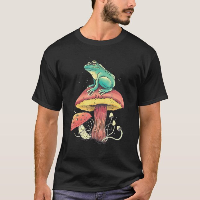 Frog Aesthetic Mushroom Forest Mushroom T Shirt (Framsida)