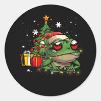 Frog Älskare jul Ljus Träd Santa Hat Merry C