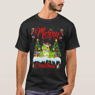Frog Älskare Julafton Lighting Santa Hat Frog God T Shirt