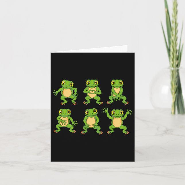 Frog Älskare Kids Cute Dancing Frogs Kort (Framsida)