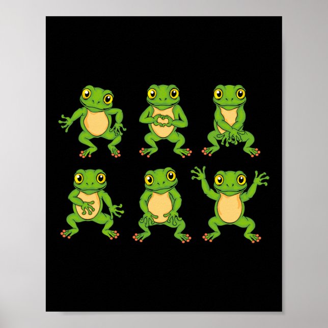Frog Älskare Kids Cute Dancing Frogs Poster (Framsidan)