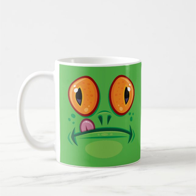 Frog Ansikte med Tunga Tecknad Kaffemugg (Vänster)