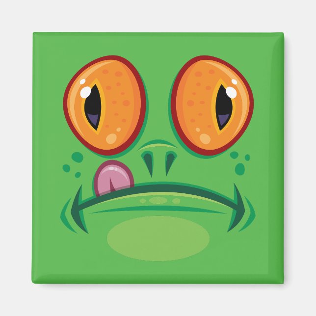 Frog Ansikte med Tunga Tecknad Magnet (Framsidan)