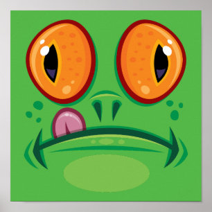Frog Ansikte med Tunga Tecknad Poster
