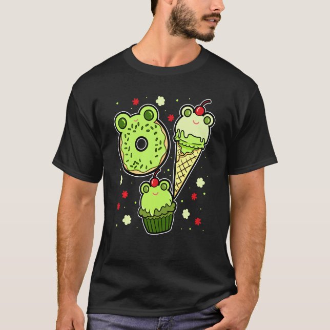Frog Ansikte Toad Amphibian Froggy Donut Ice Cream T Shirt (Framsida)