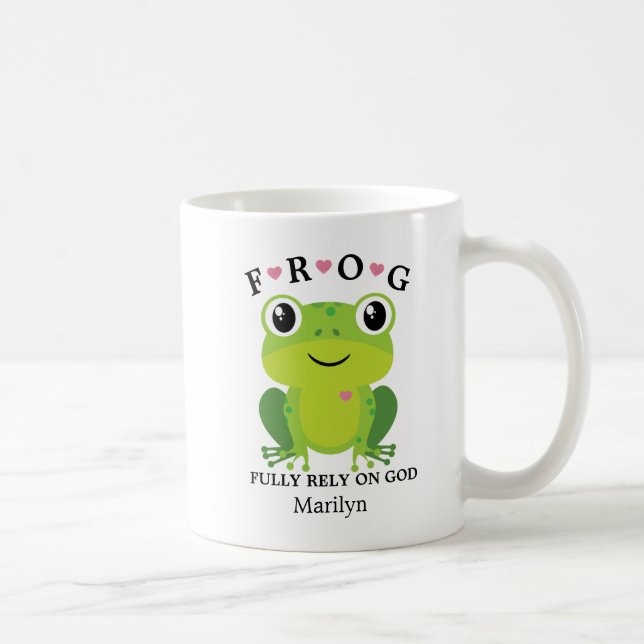 Frog är helt beroende av Guds Rosa Hearts Coffee M Kaffemugg (Höger)