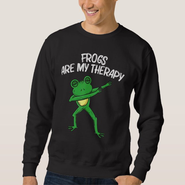 Frog Art För manar kvinnor Dabbing Grönt Träd Toad Lång Ärmad Tröja (Framsida)