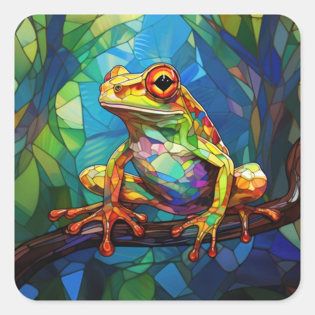 Frog Art Stickers Fyrkantigt Klistermärke (Framsida)