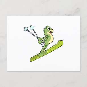 Frog as Ski jumper with Ski.PNG Vykort