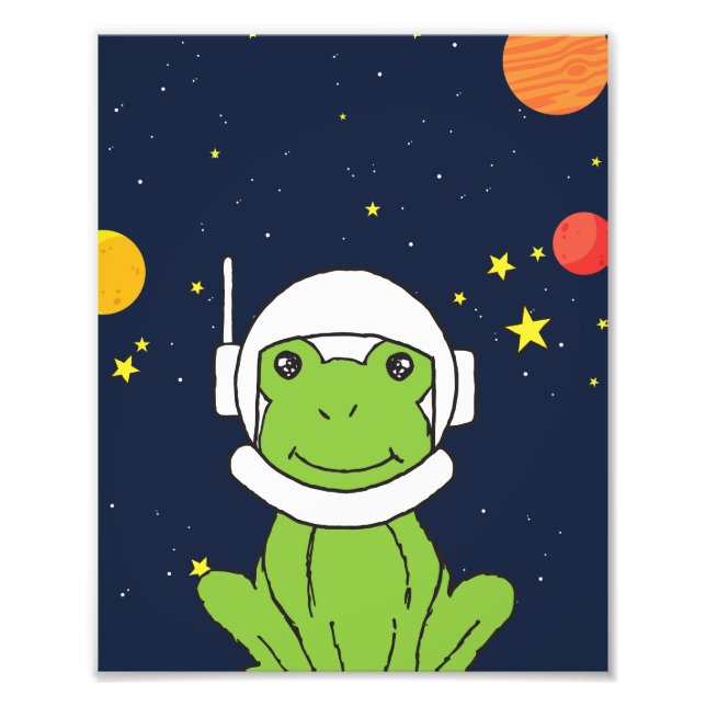 Frog Astronaut Animal with Space Helmet Clipart Fototryck (Framsidan)