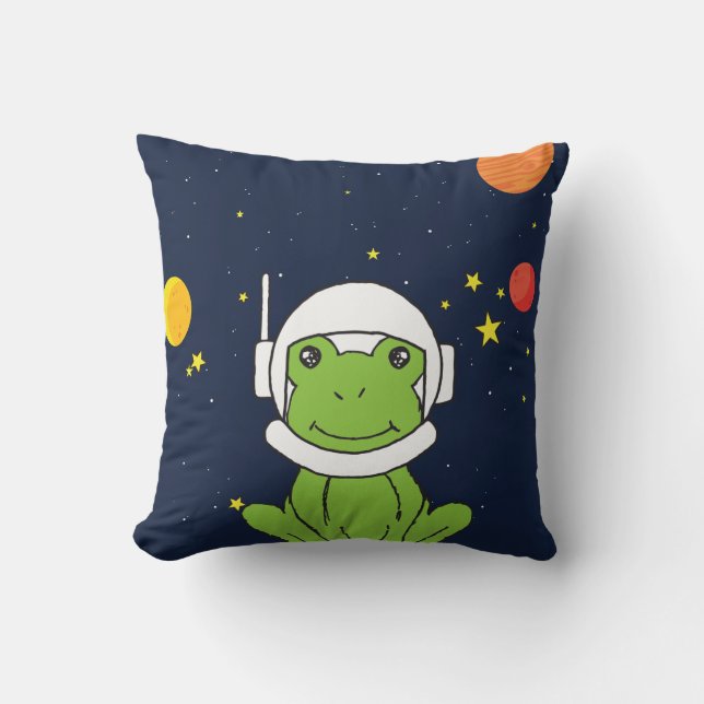 Frog Astronaut Animal with Space Helmet Clipart Kudde (Framsida)