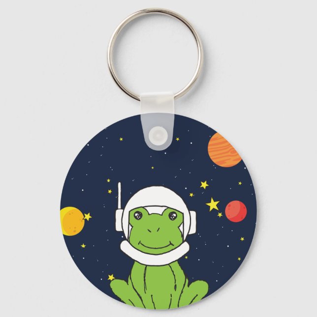 Frog Astronaut Animal with Space Helmet Clipart Nyckelring (Framsida)