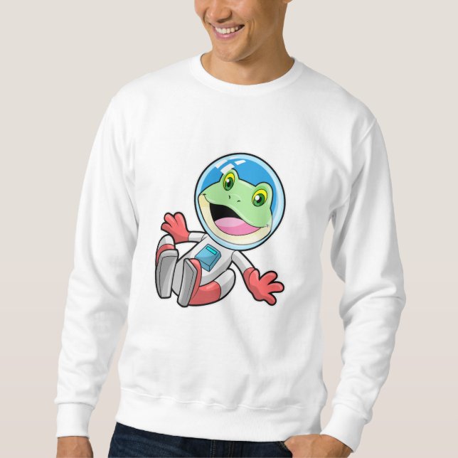 Frog Astronaut Costume Space Lång Ärmad Tröja (Framsida)