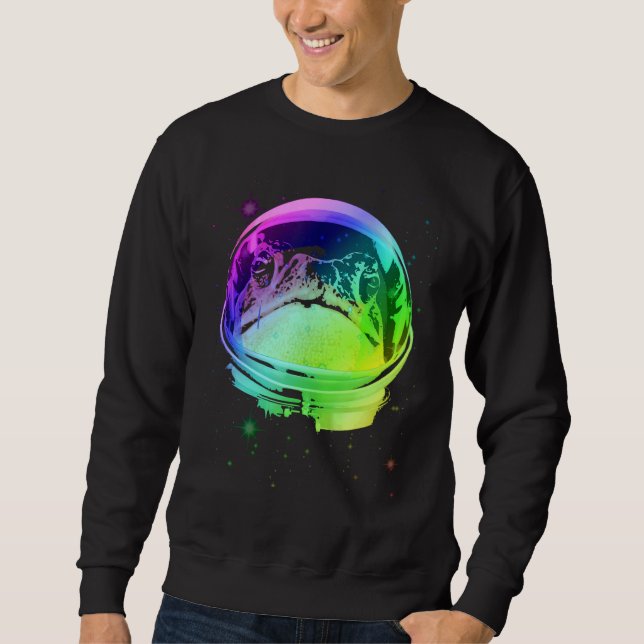 Frog Astronaut i Space Helmet Lång Ärmad Tröja (Framsida)