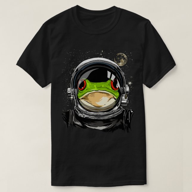 Frog Astronaut Space Exploration Astronomy Älskare T Shirt (Design framsida)