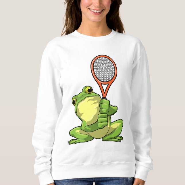 Frog at Tennis with Tennis racket T Shirt (Framsida)