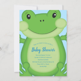 Frog Baby Shower Blue Inbjudningar