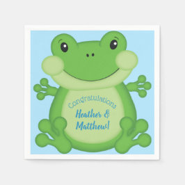 Frog Baby Shower Blue Pappersservett
