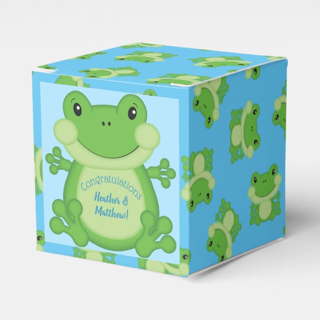 Frog Baby Shower Blue Presentaskar (Framsidan Sidan)