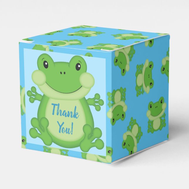 Frog Baby Shower Blue Presentaskar (Framsidan Sidan)