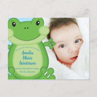 Frog Baby Shower Blue Vykort
