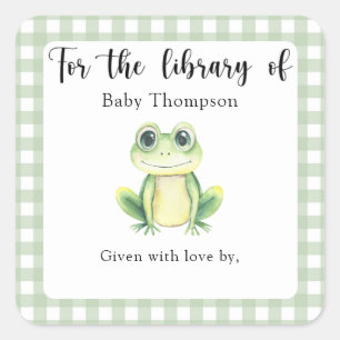 Frog Baby Shower bokmärke - för biblioteket Fyrkantigt Klistermärke