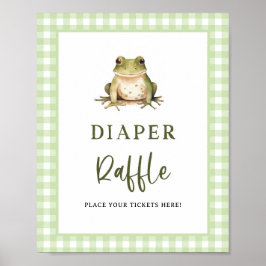 Frog Baby Shower Diaper Raffle Biljett Sign Poster
