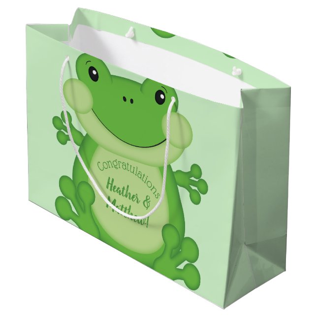 Frog Baby Shower-Grönt (Baksidan Vinklad)