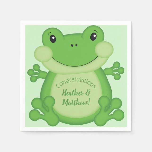 Frog Baby Shower-Grönt Pappersservett (Framsidan)