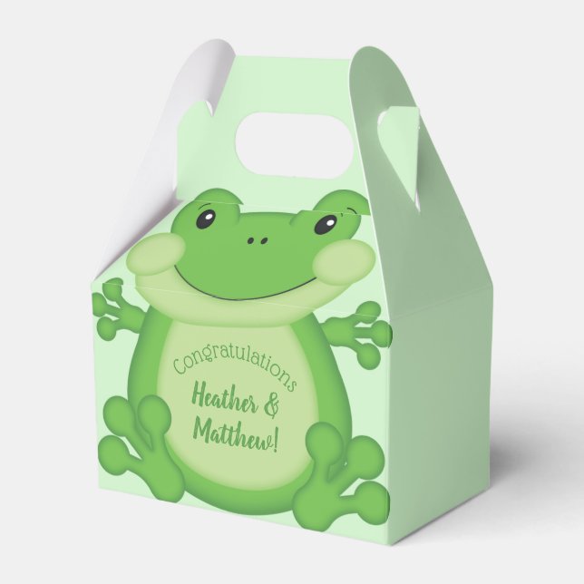 Frog Baby Shower-Grönt Presentaskar (Framsidan Sidan)
