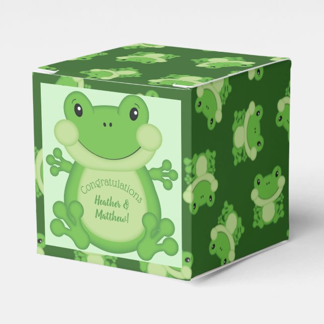 Frog Baby Shower-Grönt Presentaskar (Framsidan Sidan)