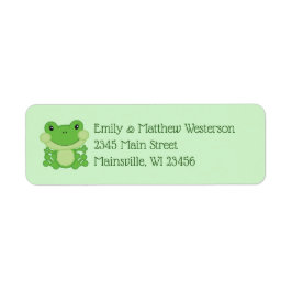 Frog Baby Shower-Grönt Returadress Etikett