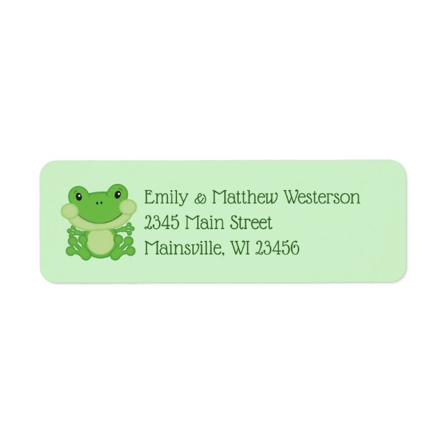 Frog Baby Shower-Grönt Returadress Etikett (Framsidan)