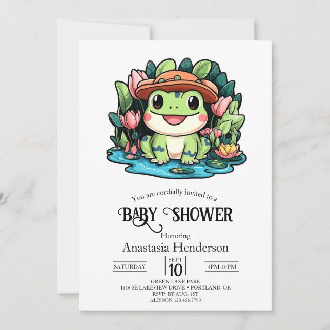 Frog Baby Shower Inbjudningar (Framsida)