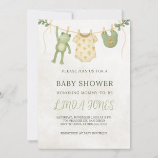 Frog Baby Shower Invitation Inbjudningar